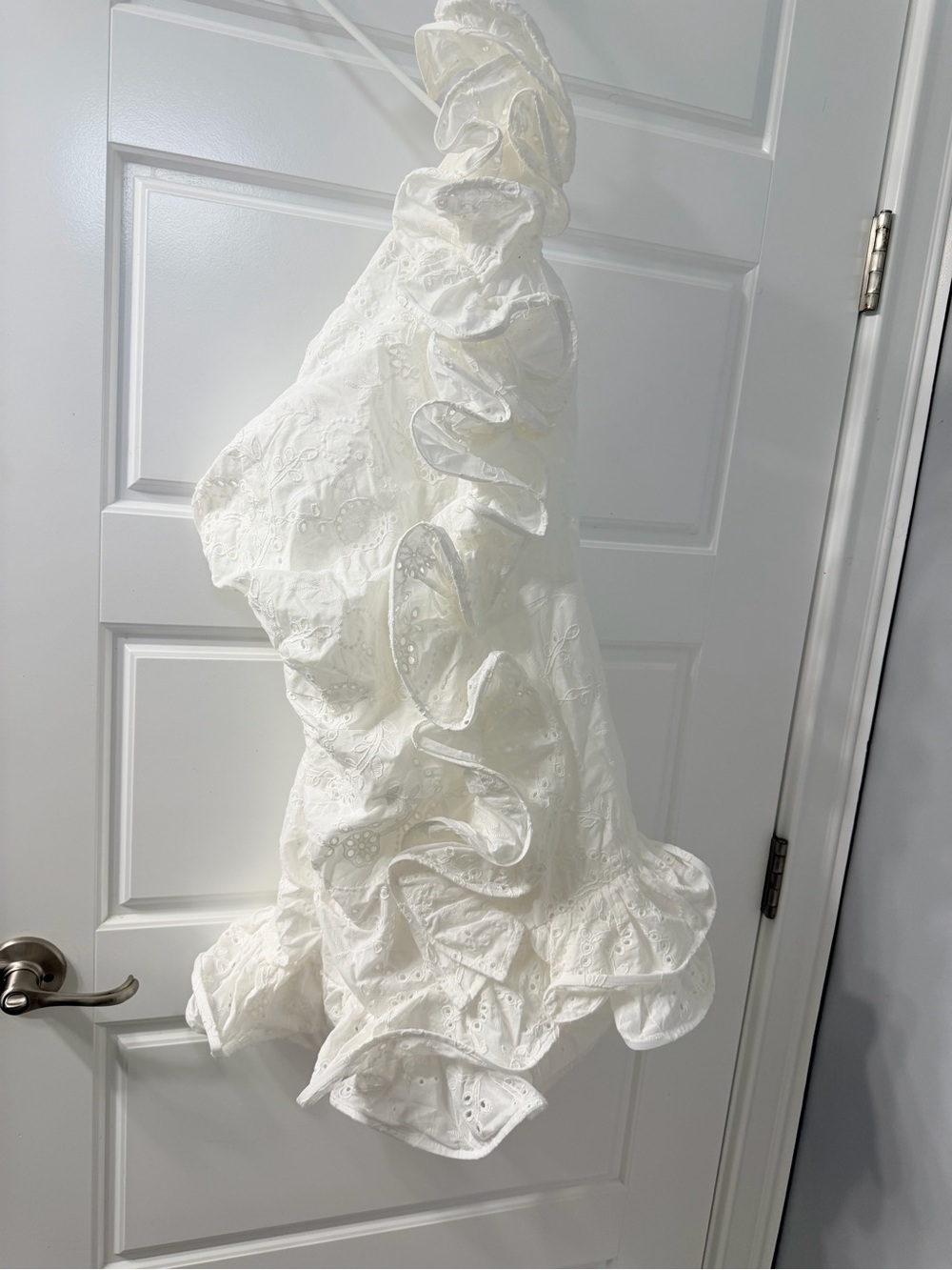 AKIRA White Eyelet Ruffle Mini Dress